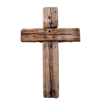 Wooden cross isolated on a transparent background for religious symbolism. png