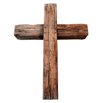 Wooden cross symbol representing faith and spirituality on a transparent background png