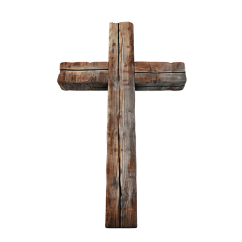 Wooden cross isolated on a transparent background for religious themes png