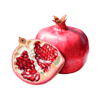 Fresh pomegranate fruit with red seeds on a transparent background png