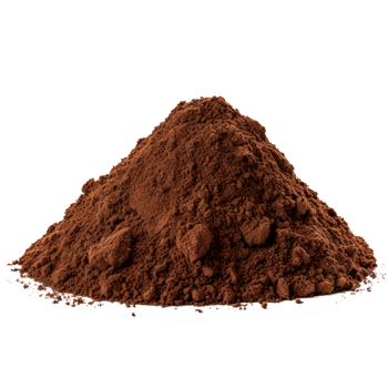 A mound of rich cocoa powder isolated on a transparent background png
