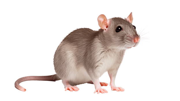 A cute gray mouse isolated on a transparent background. png