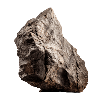 A large, rough rock with an uneven texture on a transparent background. png