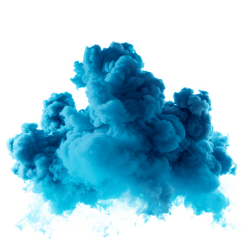 Blue smoke cloud on a transparent background for design and effects png