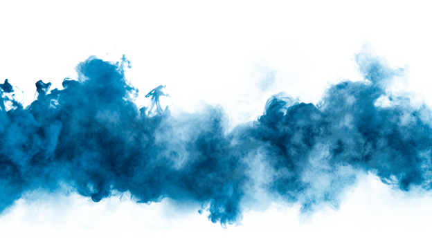 Blue smoke cloud effect on a transparent background for creative designs png