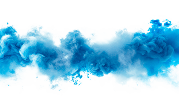 Blue abstract smoke cloud isolated on transparent background for creative design png