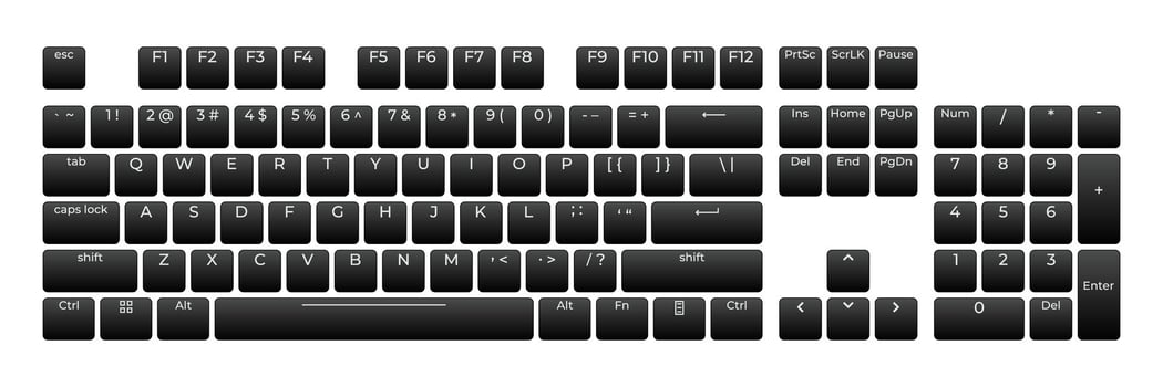 Computer keyboard button layout template with letters for graphic use. Modern computer keyboard. illustration vector