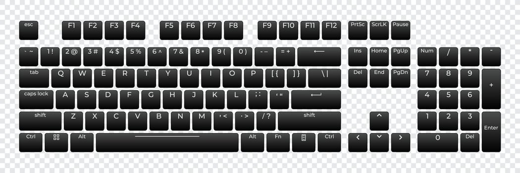 Computer keyboard button layout template with letters for graphic use. Modern computer keyboard. illustration vector
