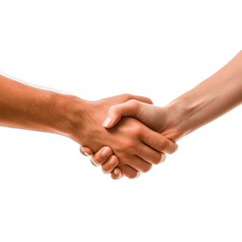 Two hands engaged in a handshake symbolizing agreement and partnership. png