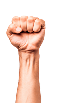 A raised clenched fist symbolizing strength and determination png