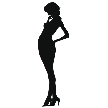 A stylish silhouette of a woman posing elegantly in high heels png