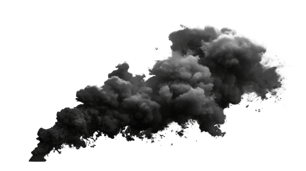 Dark smoke cloud isolated on transparent background for design use png