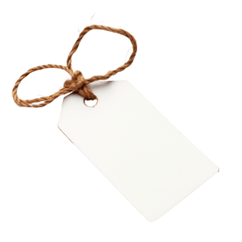 Blank label tag with string for customization or pricing purposes png