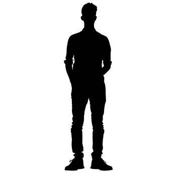 Silhouette of a standing man on a transparent background png
