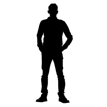 Silhouette of a standing male figure on a transparent background png