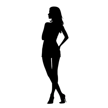Silhouette of a woman in an elegant pose showcasing fashion and style png