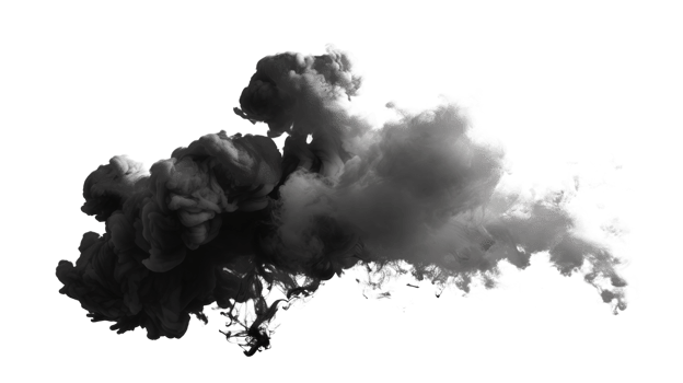 Dark smoke cloud effect on a transparent background for creative use png