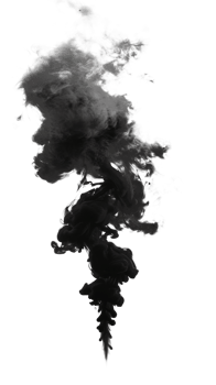 Dark smoke cloud swirling upward in an abstract artistic style png