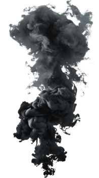 Black smoke swirling and billowing on a transparent background for design use. png