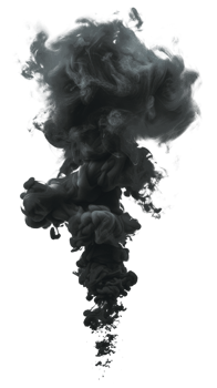 Dark abstract smoke cloud isolated on transparent background for design purposes. png