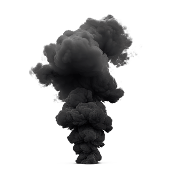 A dramatic cloud of dark smoke billowing upwards in an abstract formation. png