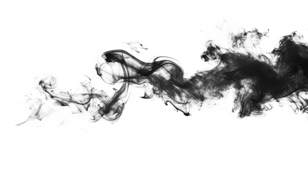 Abstract black and white smoke wave isolated on transparent background png