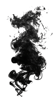 Abstract black smoke design with fluid movement on transparent background png