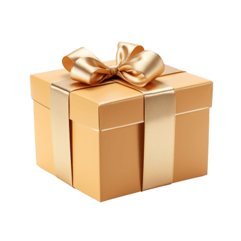 A golden gift box with a shiny ribbon perfect for any celebration png