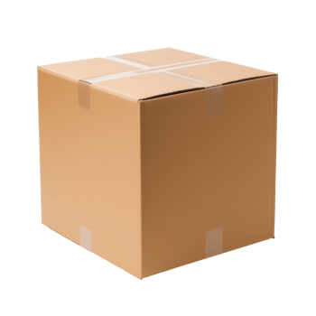 A plain cardboard box ready for shipping or storage purposes png
