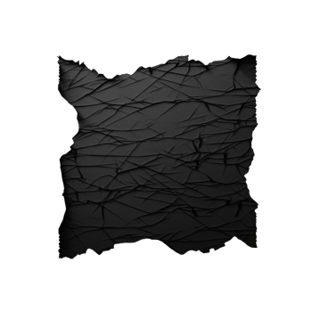 Crumpled black paper texture with intricate wrinkles and folds. png