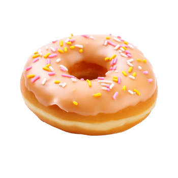 A colorful glazed donut with sprinkles on a transparent background png