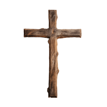 Wooden cross symbol representing faith and spirituality on a transparent background png