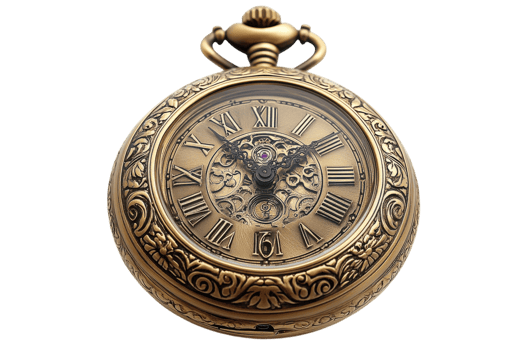 Elegant vintage pocket watch with intricate design and Roman numerals showcases timeless craftsmanship and artistry png