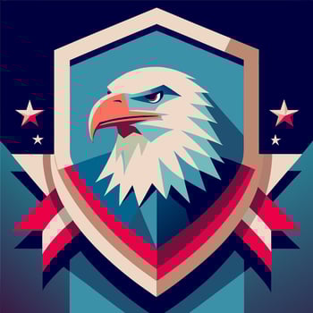 Patriotic American Eagle Emblem with Stars and Stripes Design vector