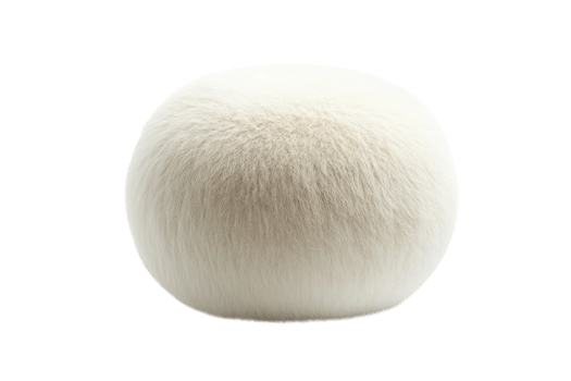 Soft, round white cushion placed on a neutral background for home decor and comfort png