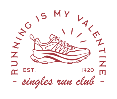 Valentine's Day running is my valentine singles run club funny quotes printable galentines card retro red aesthetic fitness cardio sport lovers runners coach shirt design transparent background png