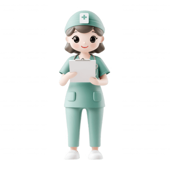 Cute cartoon nurse with clipboard ready to assist in a healthcare setting. png
