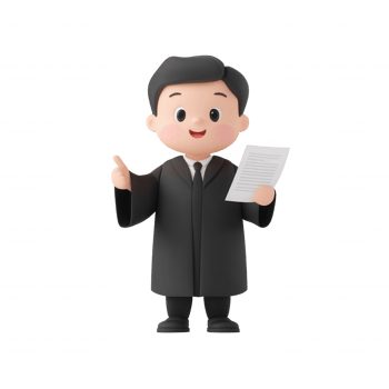 Cartoon character portraying a professional holding documents and engaging in discussion. png
