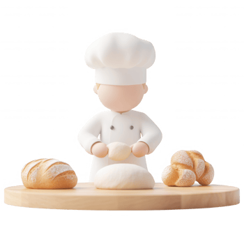 A chef skillfully preparing fresh bread rolls with care and precision. png