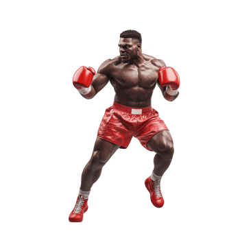 Dynamic boxer in action demonstrating strength and agility in the ring. png