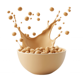 A dynamic splash of creamy liquid and soybeans in a bowl, perfect for culinary visuals. png