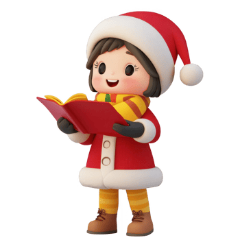 A cheerful child in holiday attire reading a book with joy and excitement. png