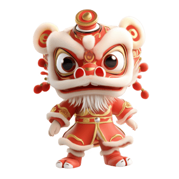 A vibrant lion dance figurine representing tradition and celebration. png