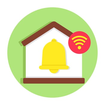 A flat design icon of smart home bell vector