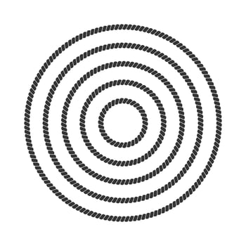 Set of round rope frames isolated on white background. Thread, twine, jute, cable decoration elements. Maritime, yacht, nautical, sea, ocean ornaments. graphic illustration vector