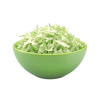 Fresh, shredded cabbage in a vibrant green bowl for healthy meal preparation. png