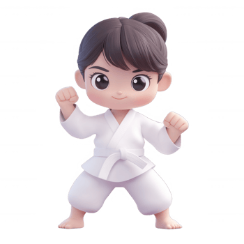 Cute cartoon character in a martial arts pose ready for action and fun. png
