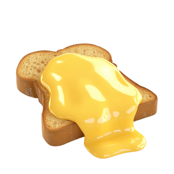 Delicious melted cheese on toasted bread, perfect for breakfast or snack. png