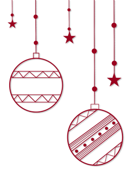 Two red christmas ornament balls hanging png