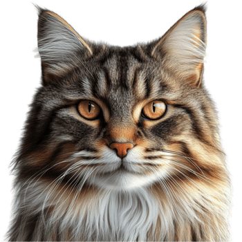 Black and White Long-Haired Cat Isolated on White Background png